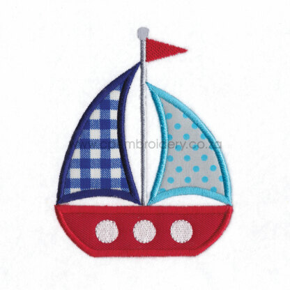 2 sails red blue white 3 windows sailboat embroidery pattern for machines