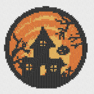Cross Stitch Pumpkin House - 5x7