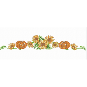 Cross Stitch Pumpkin and Sunflowers - 5x7