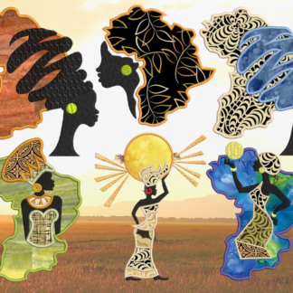 Contemporary Africa Set – 6 African Lady Applique Designs