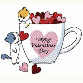Valentines cats in cup