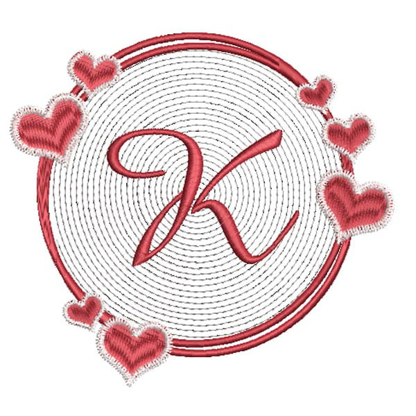 Love Heart Alphabet K – 2 Sizes – Stitchbox Creations
