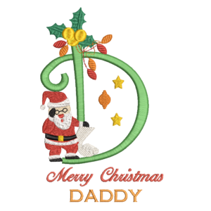 Merry Christmas Daddy- 5x7 Machine Embroidery Design